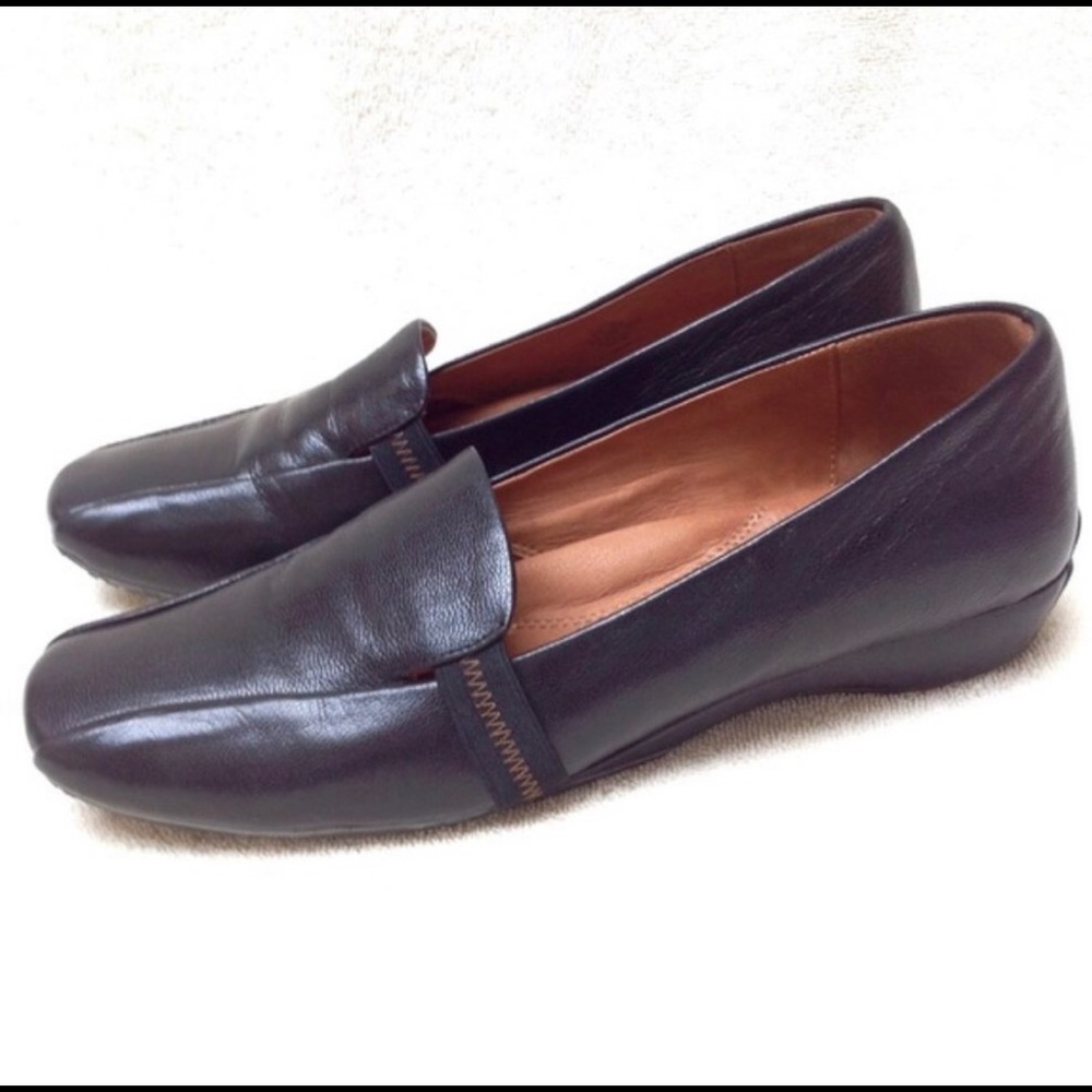 GENTLE SOULS Iso Stripe Black Soft Leather Wedge